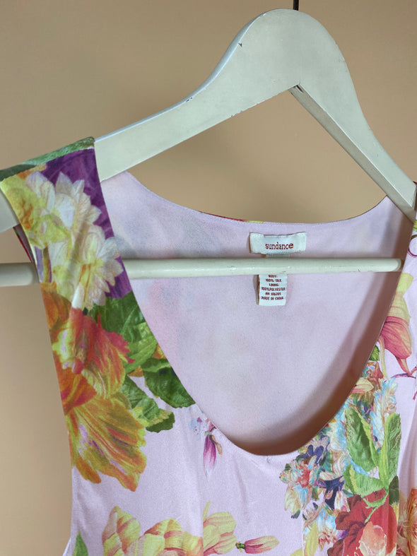 Y2K Soft Pink Floral Silk Dress