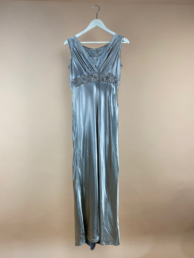 1990's Metallic Gold Satin Made in USA Dress