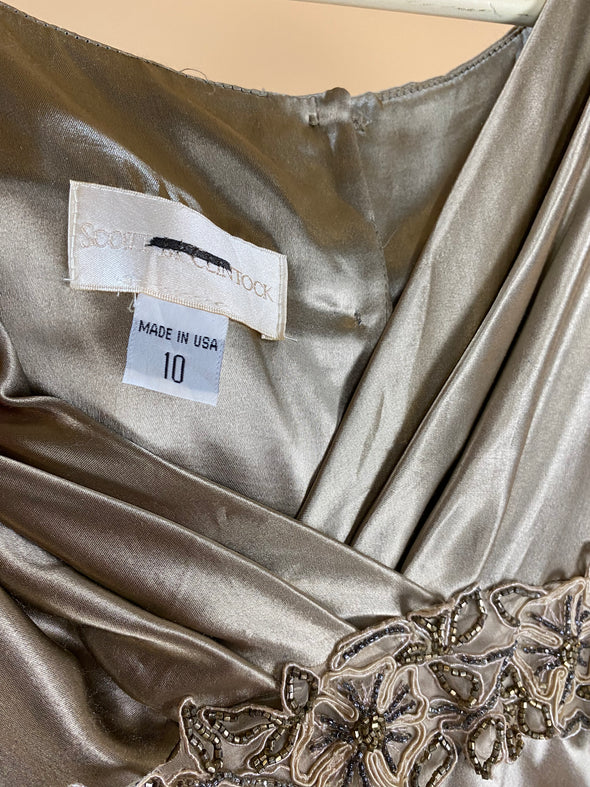 1990's Metallic Gold Satin Made in USA Dress