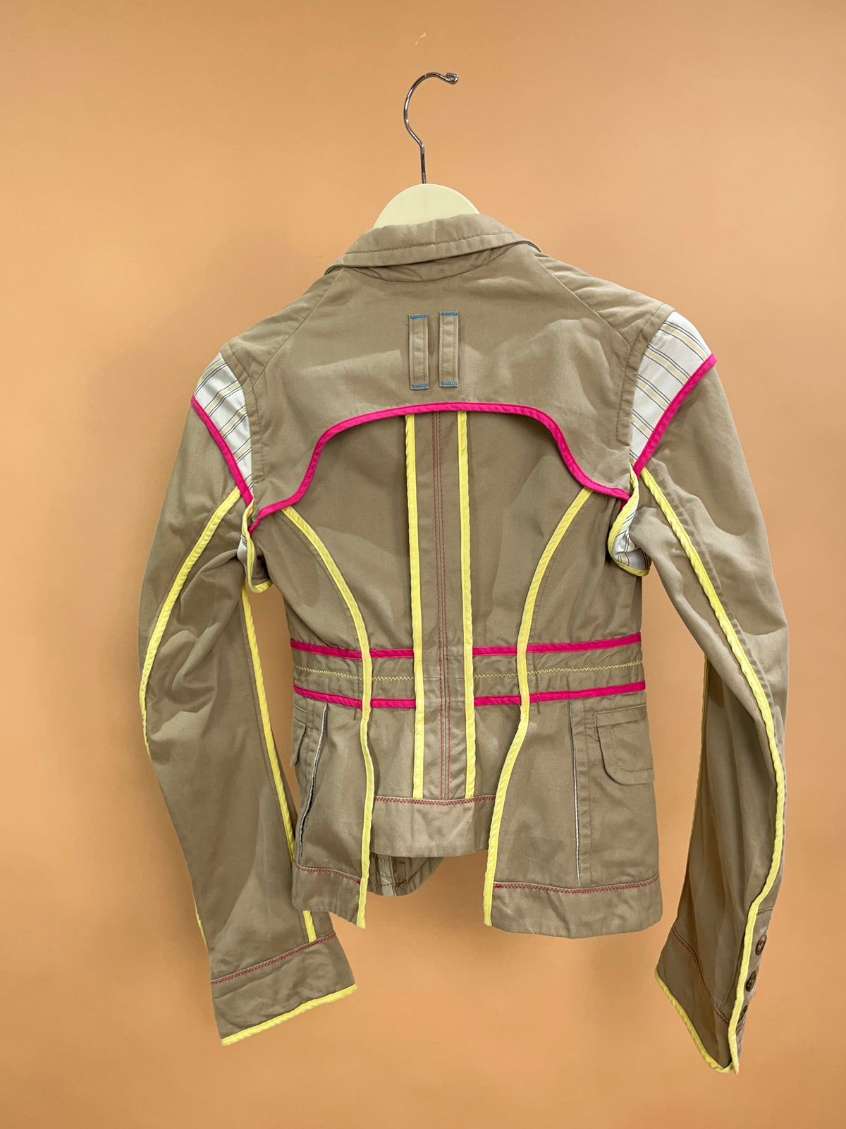Y2K Dsquared2 SS2005 Khaki Deconstructed Belted Blazer - S