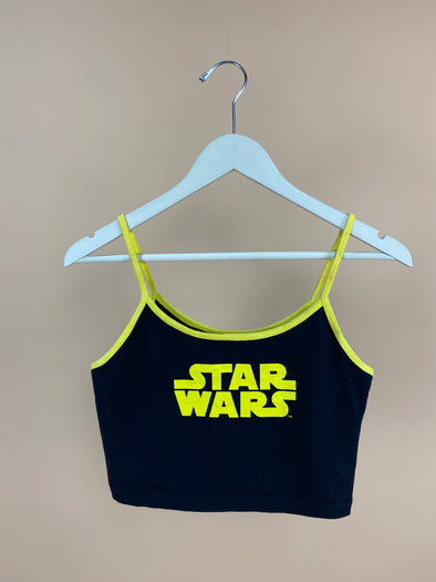 "Star Wars" Black & Yellow Cropped Singlet