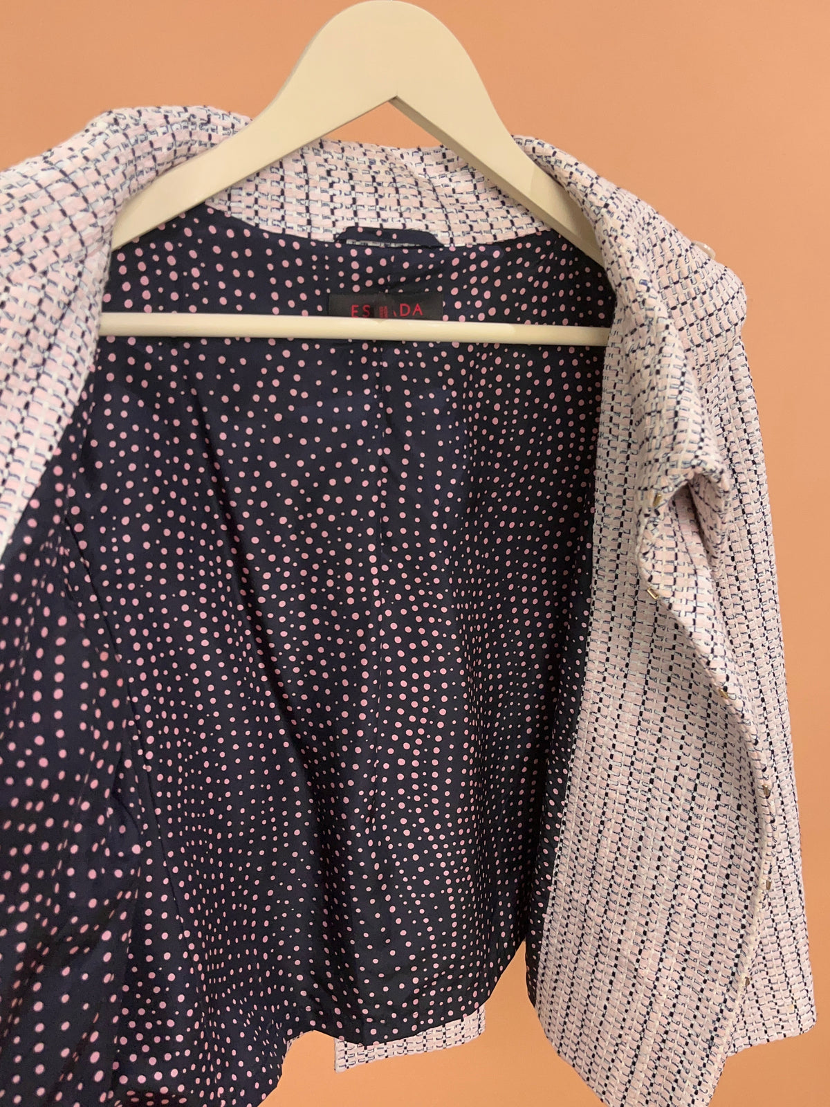 Y2K Escada Pink Tweed-Effect Cropped Jacket - M