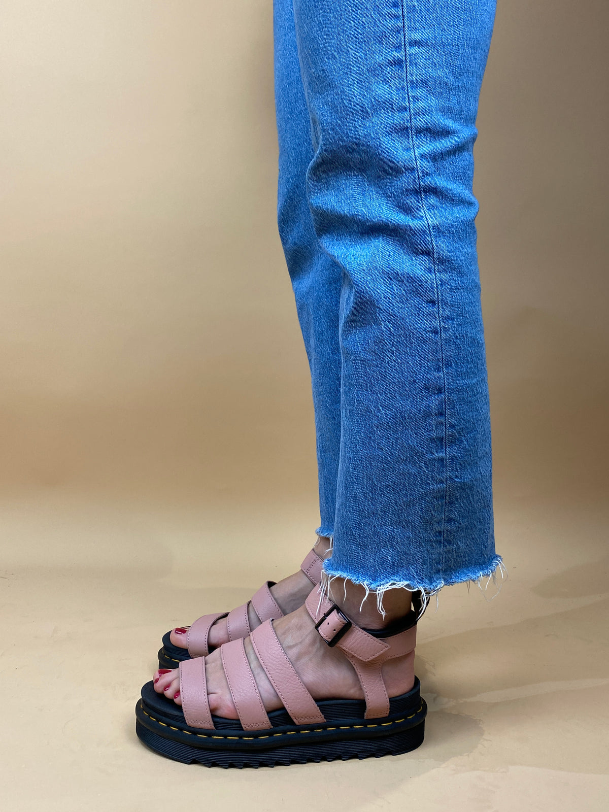 Powder Pink Dr Martens Platform Sandals - AU 10 Womens