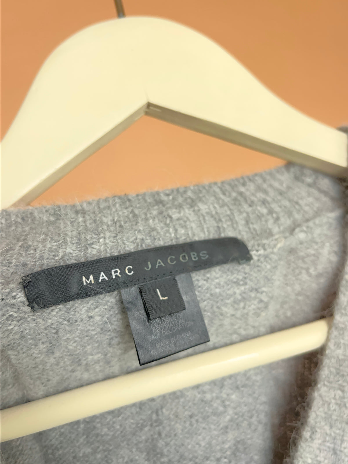 Y2K Marc Jacobs Grey Velvet Bow Knit Sweater