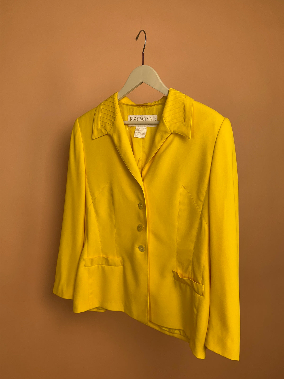 1980's Escada Margaretha Ley Yellow Wool Blazer - 12