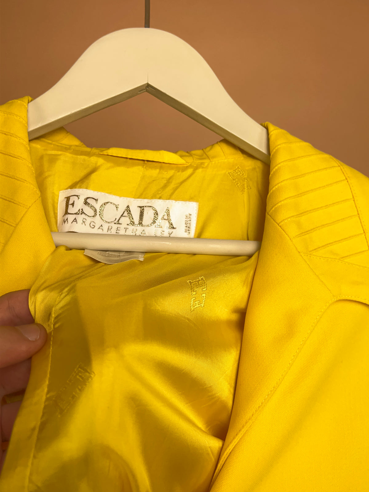 1980's Escada Margaretha Ley Yellow Wool Blazer - 12