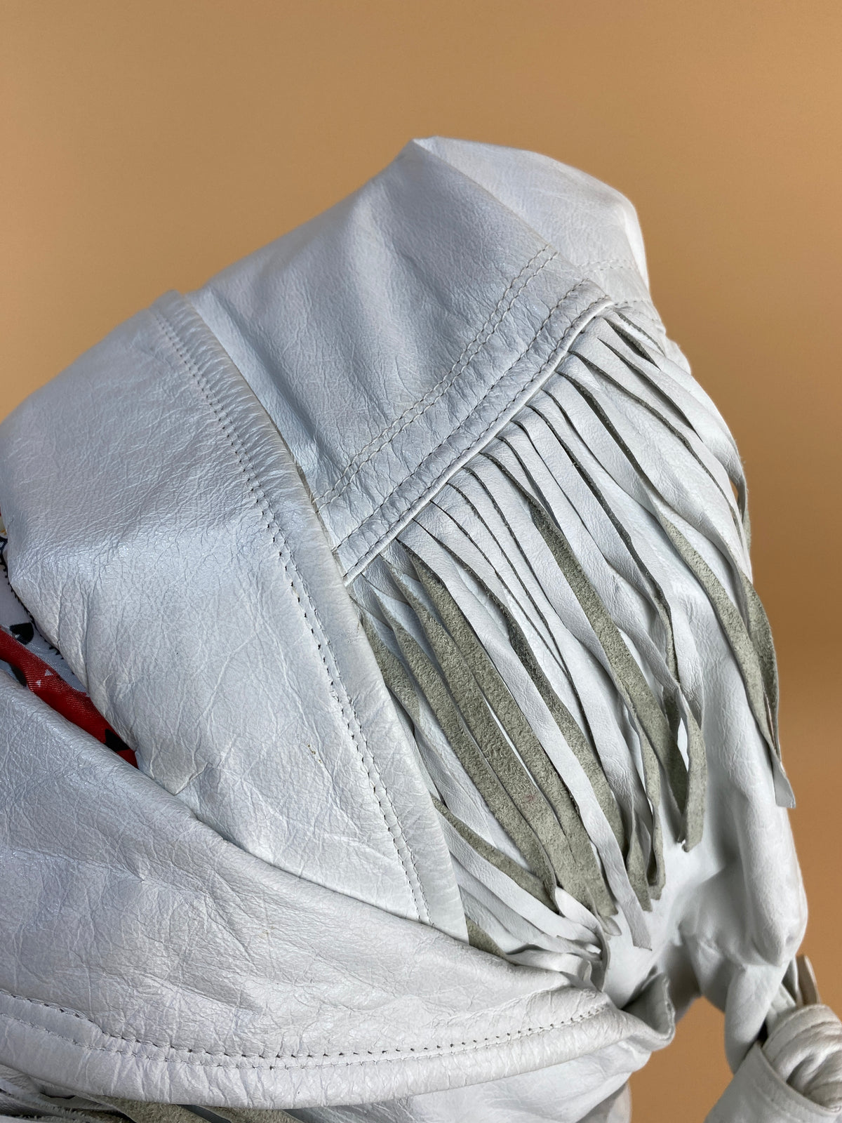 1990s G-III White Fringed Leather jacket - S