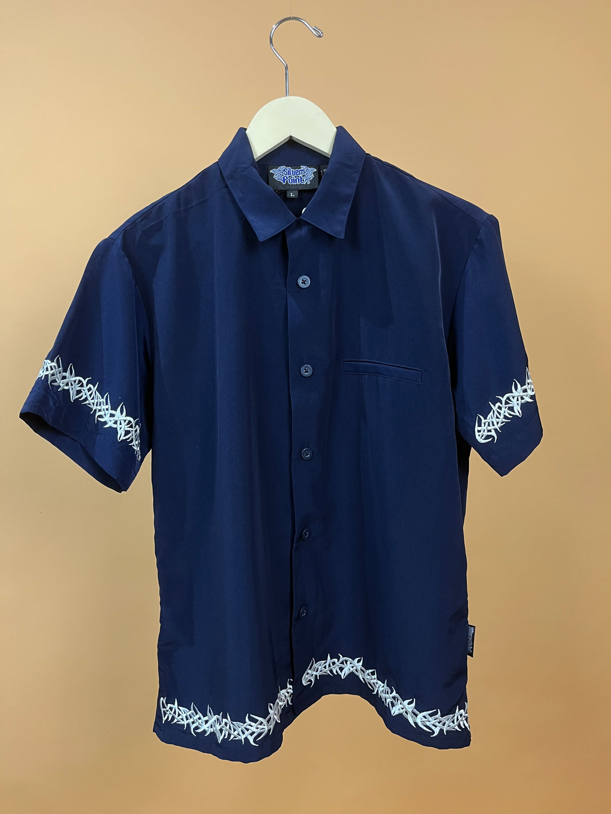 Y2K Dark Blue Neo Tribal Shirt - L