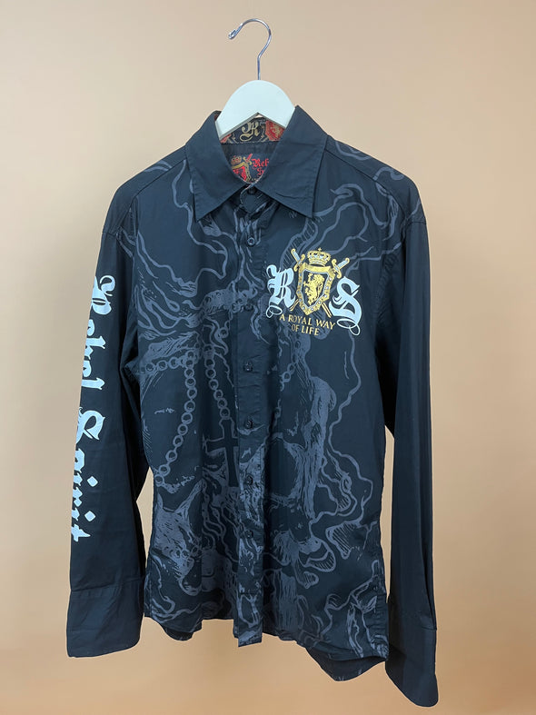 Y2K 'Rebel Spirit' Black Long Sleeve Shirt