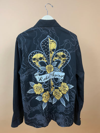 Y2K 'Rebel Spirit' Black Long Sleeve Shirt
