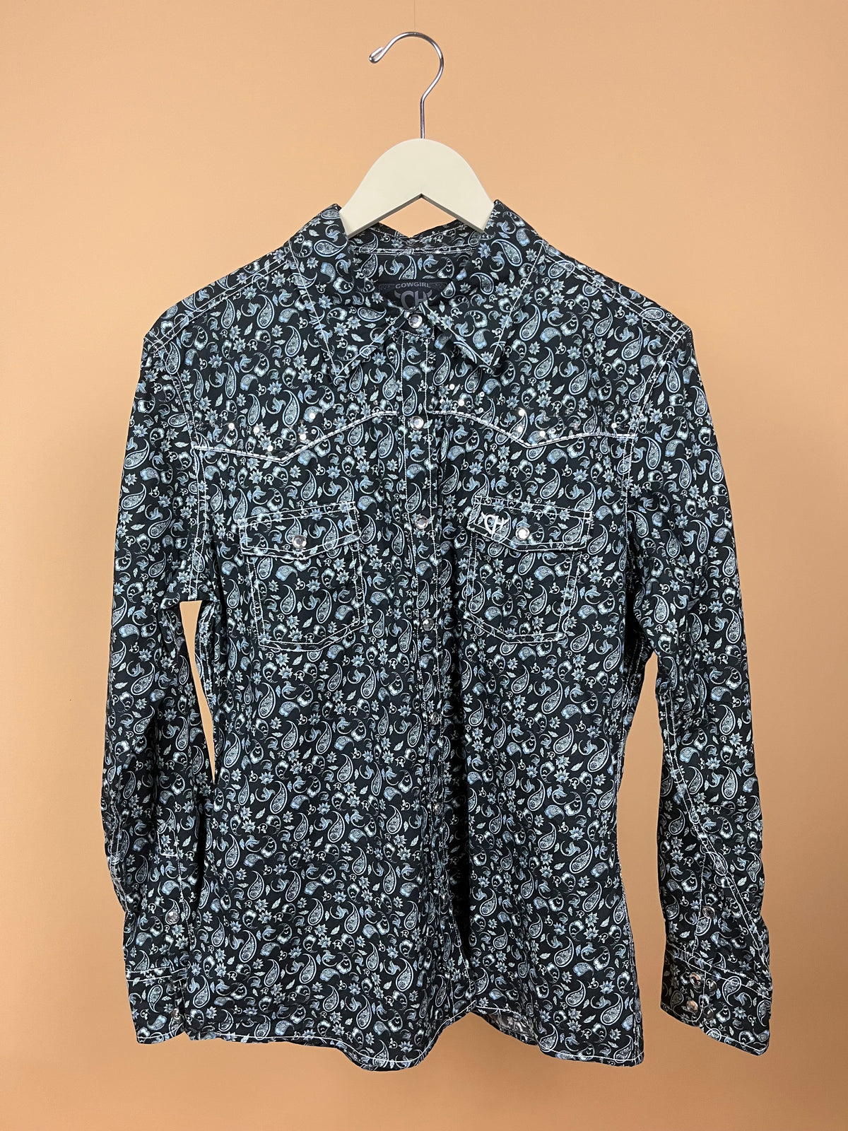 Y2K Paisley Sequin Western Shirt - L