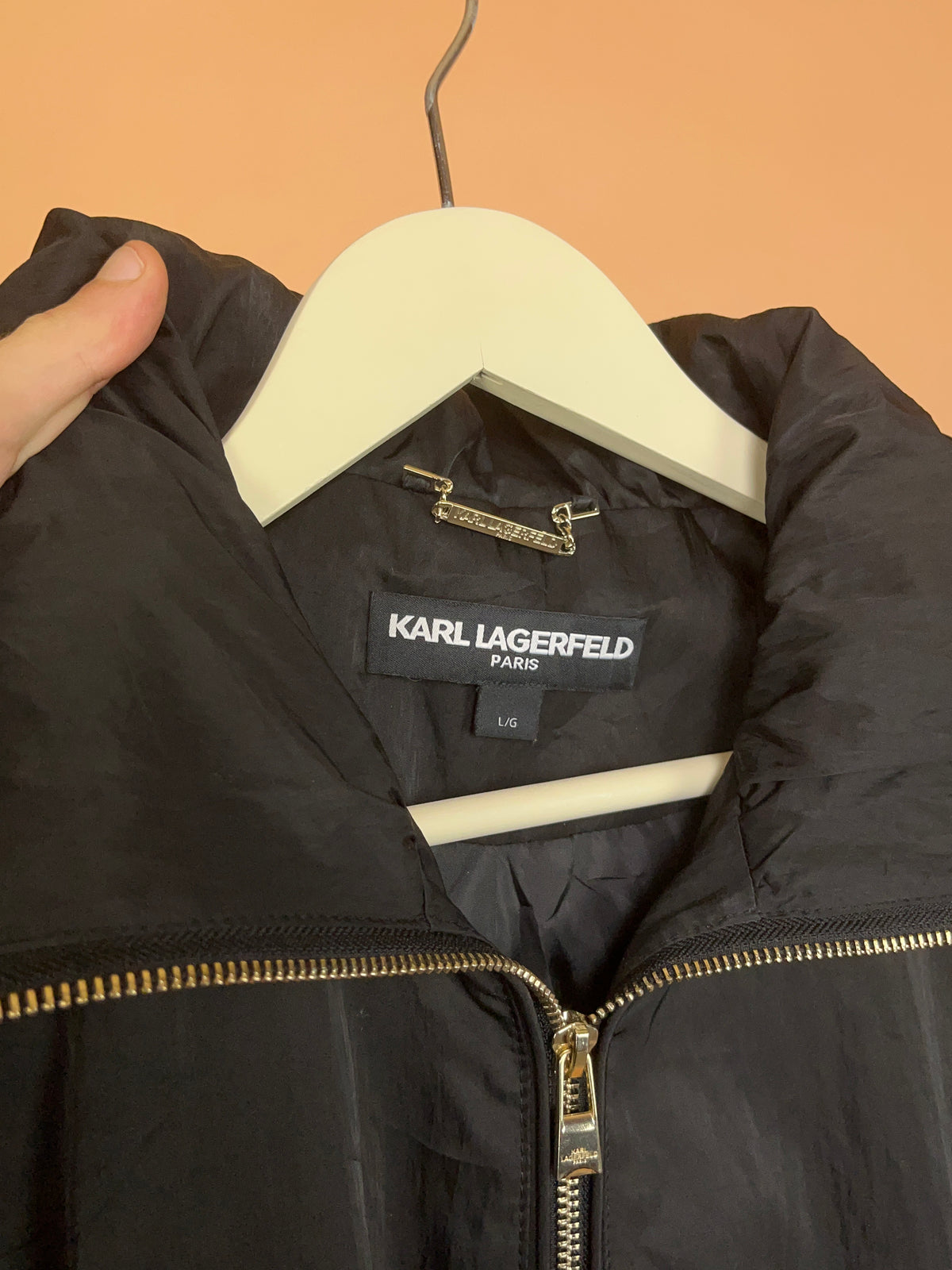 Y2K Karl Lagerfeld Paris Black Hooded Zip Jacket - L