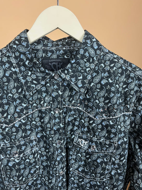 Y2K Paisley Sequin Western Shirt