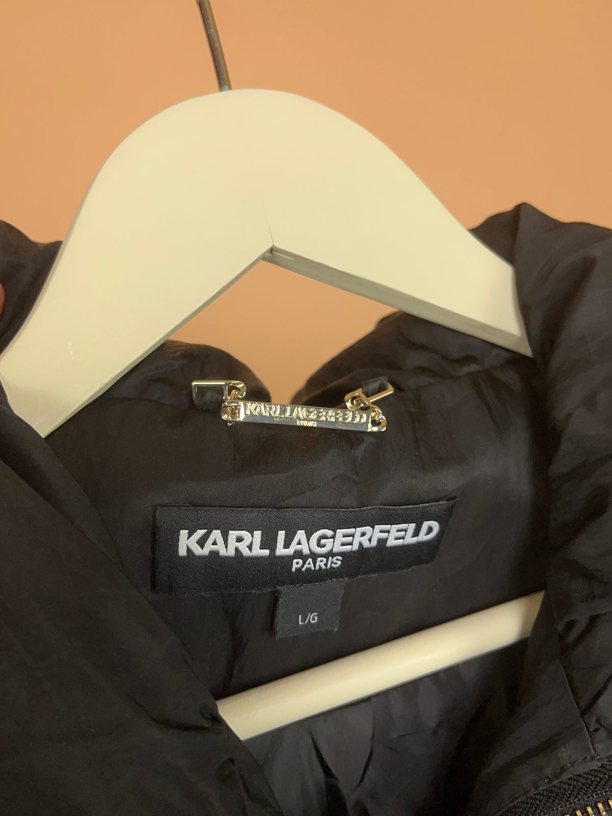 Y2K Karl Lagerfeld Paris Black Hooded Zip Jacket - L