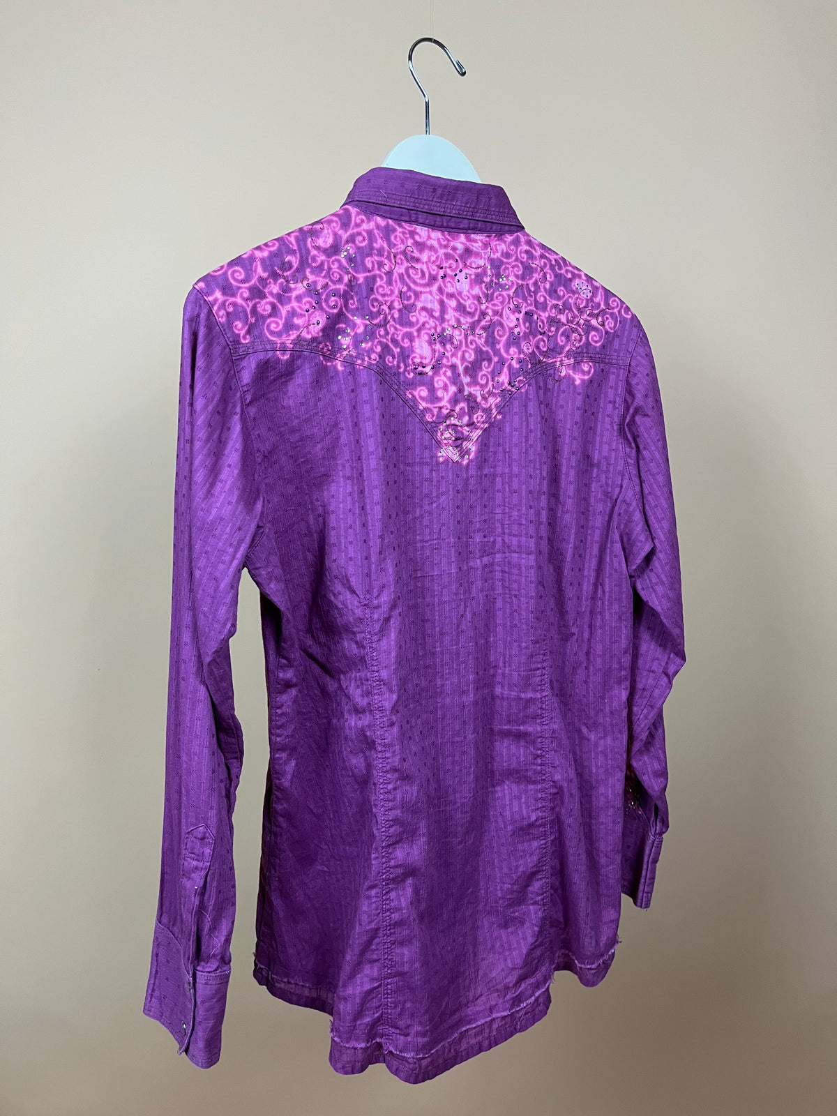 Y2K WRANGLER Pink Diamonte Blouse - L