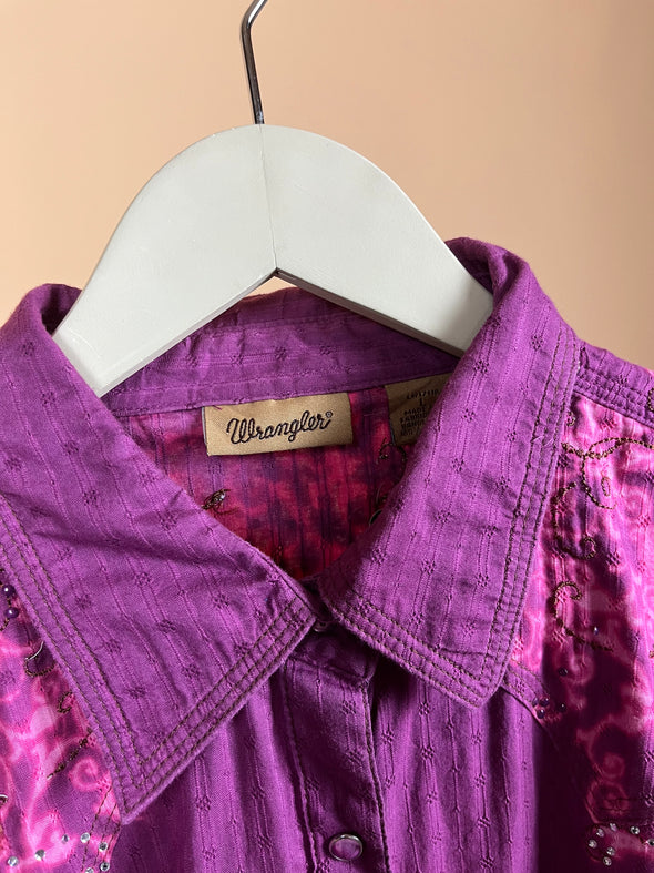 Y2K 'WRANGLER' Pink Diamonte Blouse