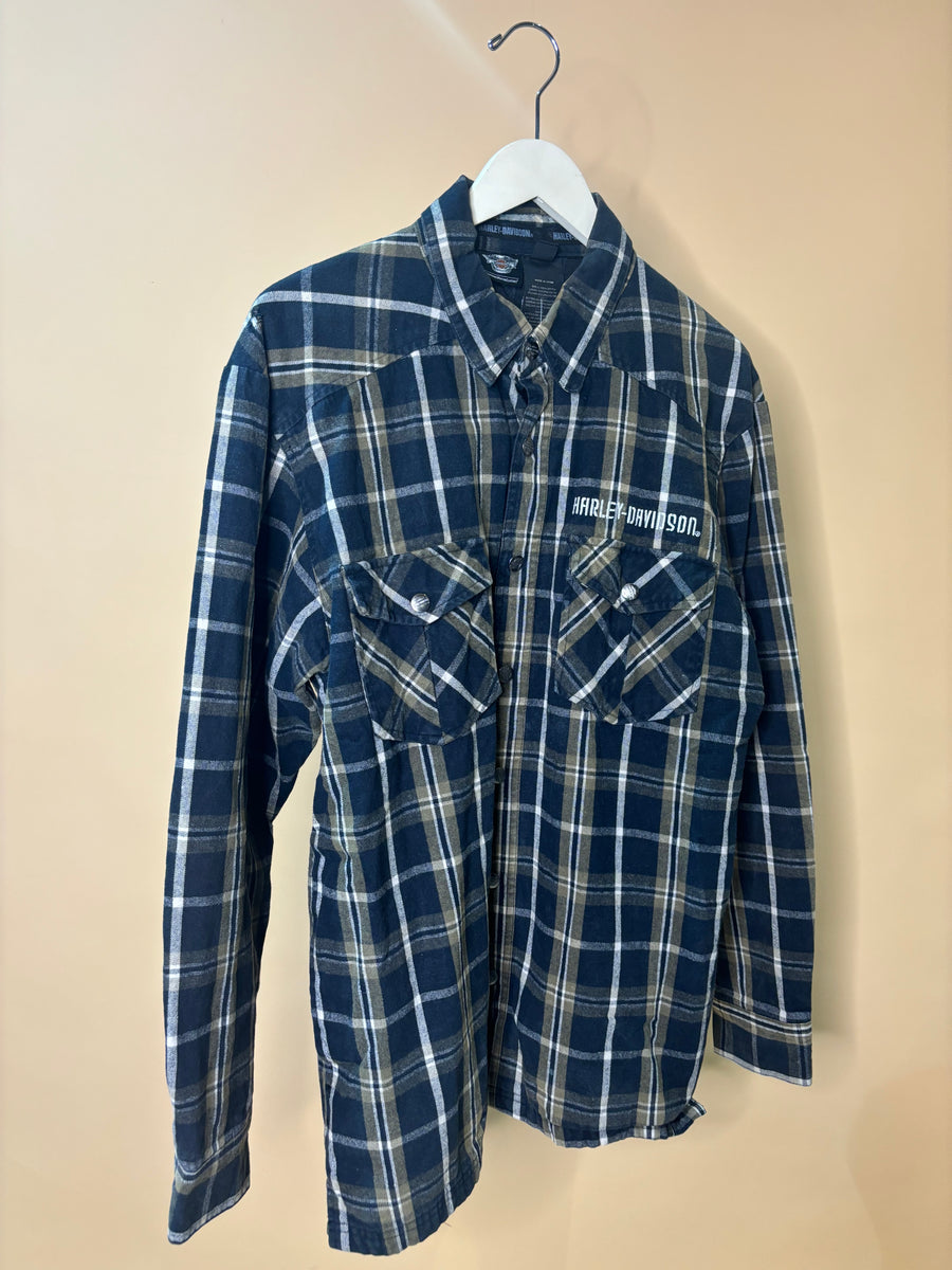 Y2K 'Harley Davidson' Plaid Padded Jacket – Arkive Vintage