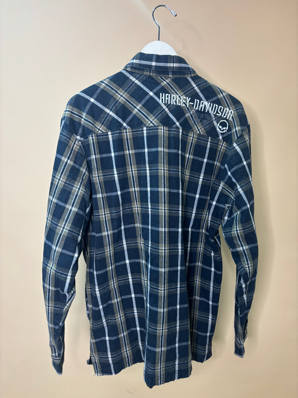 Y2K 'Harley Davidson' Plaid Padded Jacket