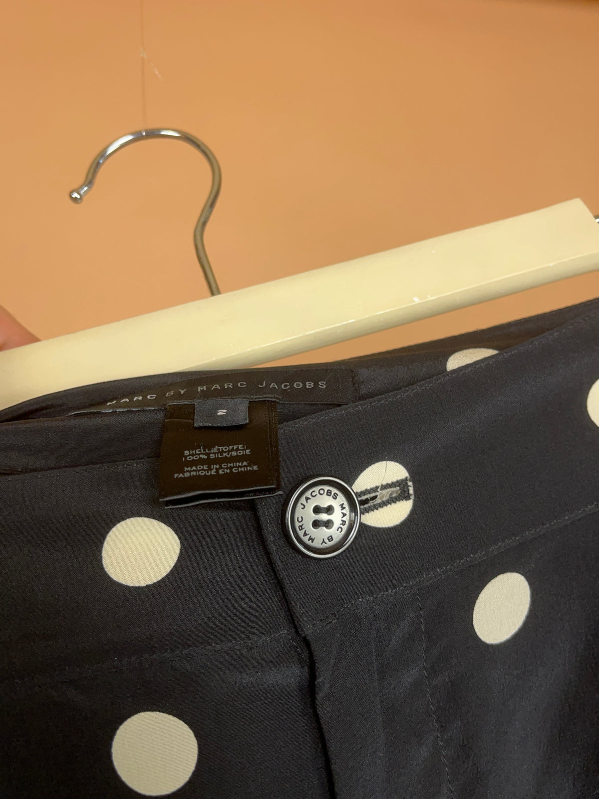 1990's Marc By Marc Jacobs Silk Polka Dot Pleated Short - 27.5"