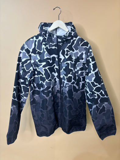 'Adidas' Black Camo Hooded Windbreaker
