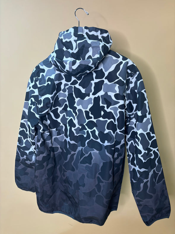 'Adidas' Black Camo Hooded Windbreaker