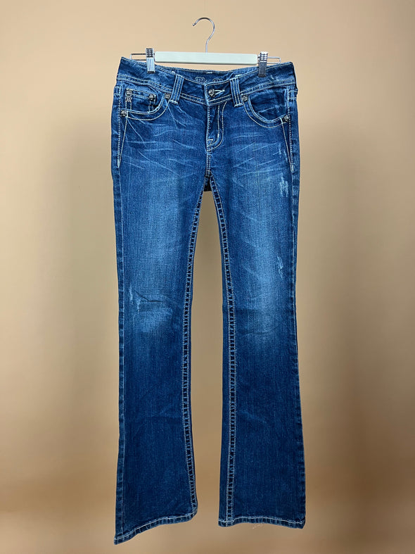 Y2K 'Miss Me' Embellished Flared Jeans