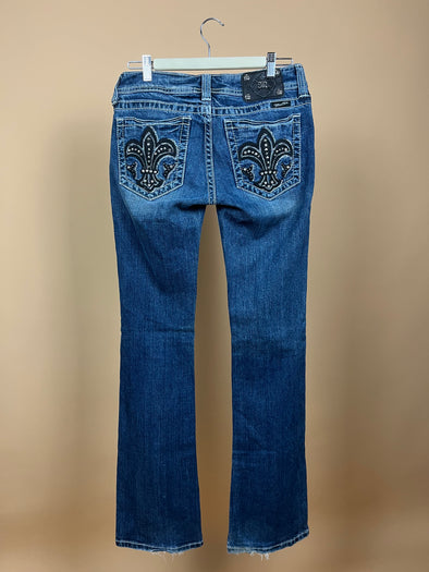 Y2K 'Miss Me' Embellished Flared Jeans
