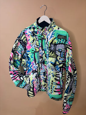 1980's 'Quiksilver' Neon Graf Padded Bomber
