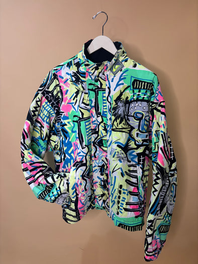 1980's 'Quiksilver' Neon Graf Padded Bomber