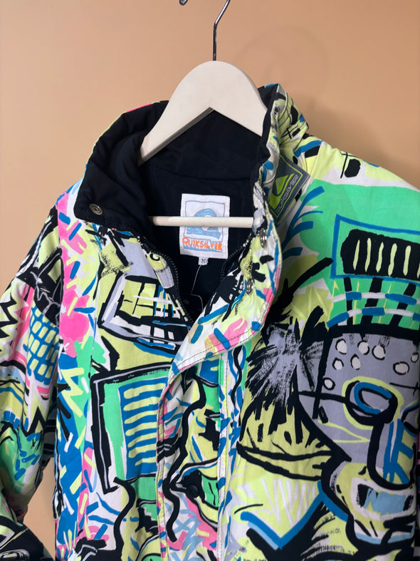 1980's 'Quiksilver' Neon Graf Padded Bomber