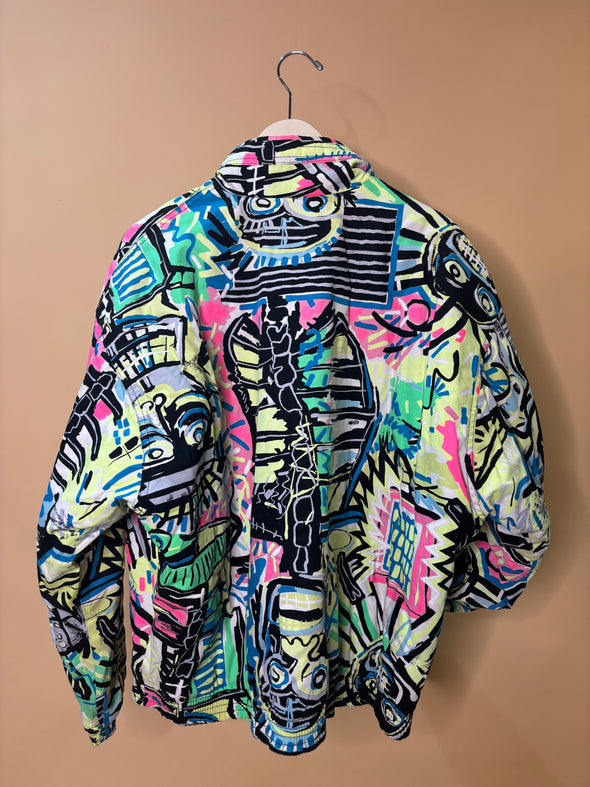 1980's 'Quiksilver' Neon Graf Padded Bomber