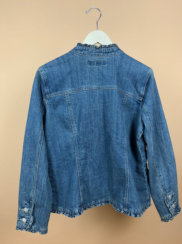Y2K Fitted Ruffle Detailing Denim jacket