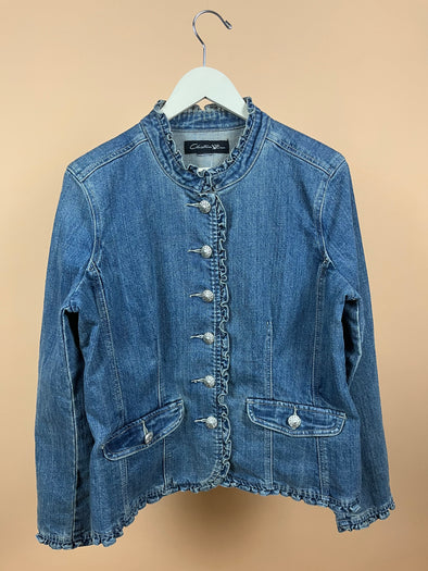 Y2K Fitted Ruffle Detailing Denim jacket