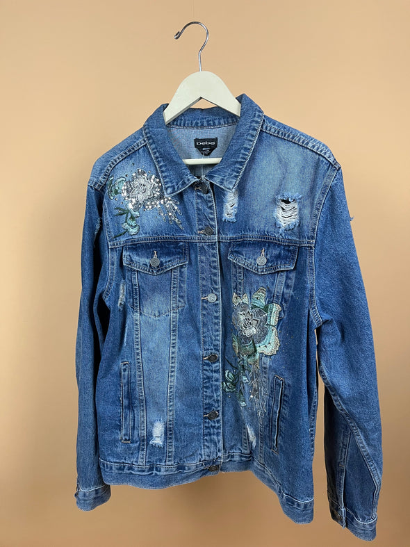 Y2K 'Bebe' Floral Embellished Denim jacket