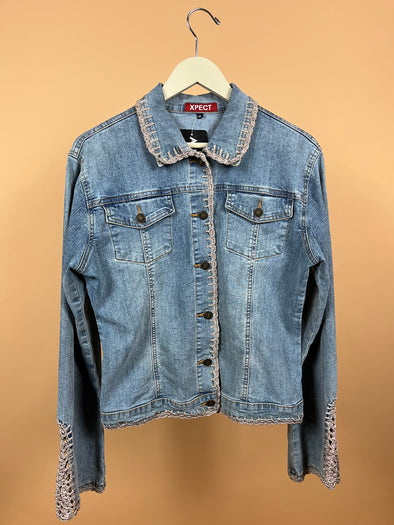 Y2K Denim Crochet Jacket