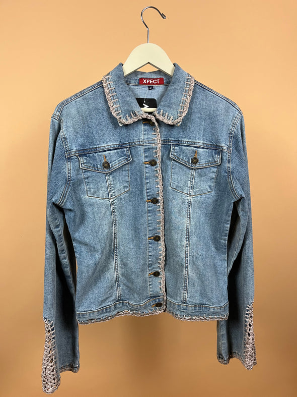 Y2K Denim Crochet Jacket