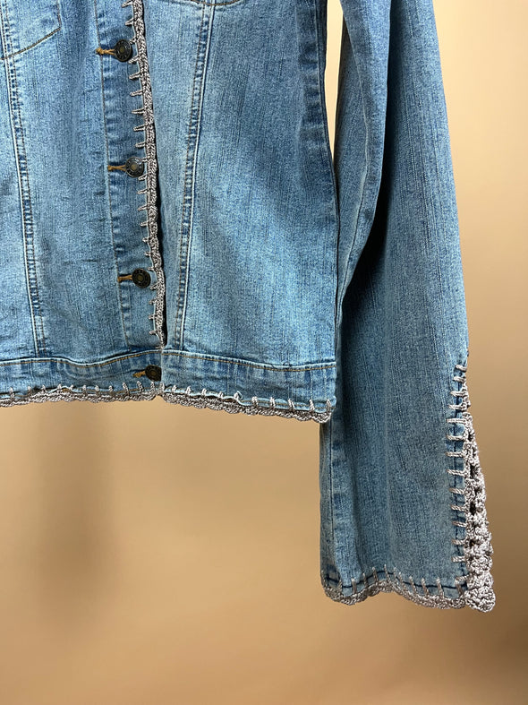 Y2K Denim Crochet Jacket