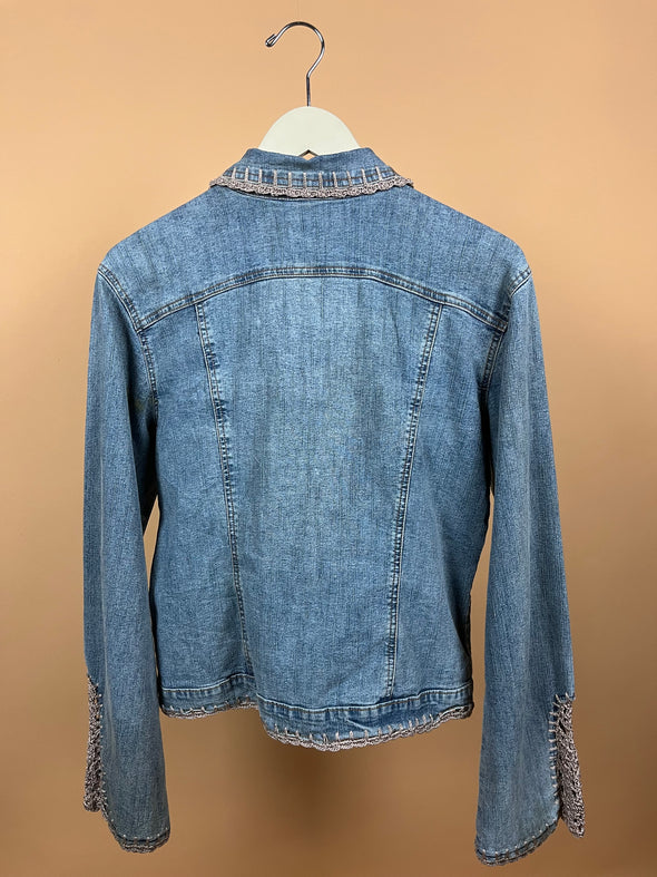 Y2K Denim Crochet Jacket