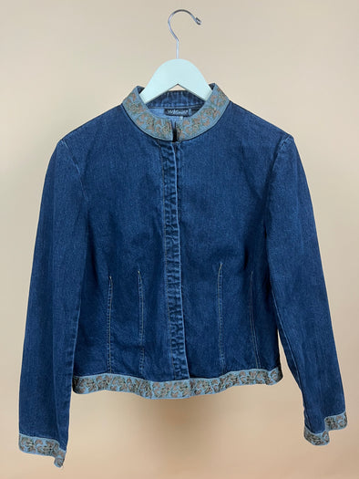 Y2K 'WilliSmith" Indigo Wash Floral Embroidery Denim Jacket