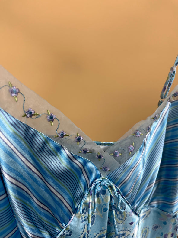 Y2K Baby Blue 'Paisley" Slip