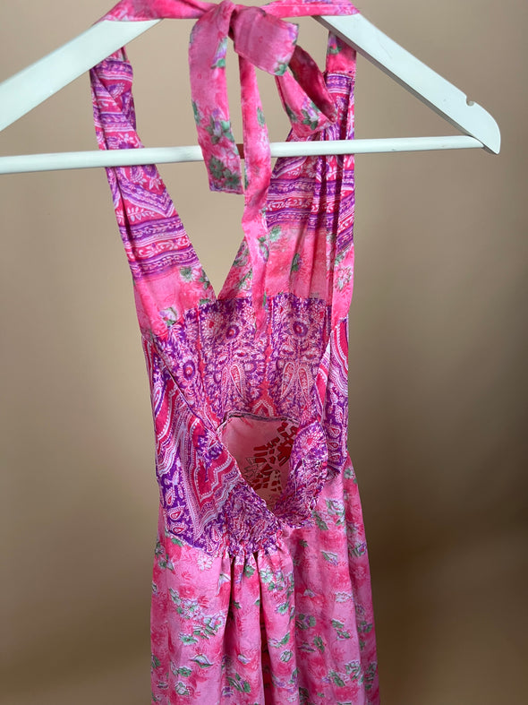 Y2K Sheer Layered Silk Halterneck Dress