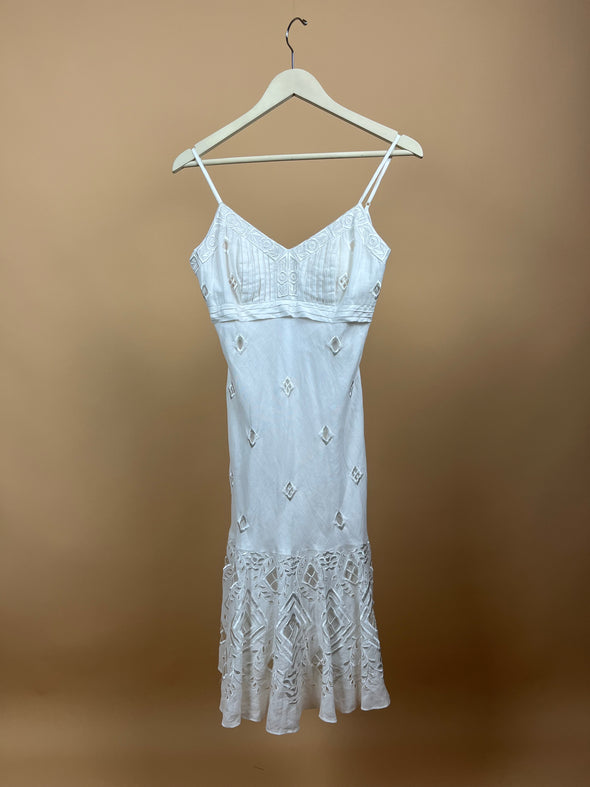 1990's Embroidered Pure Linen Dress