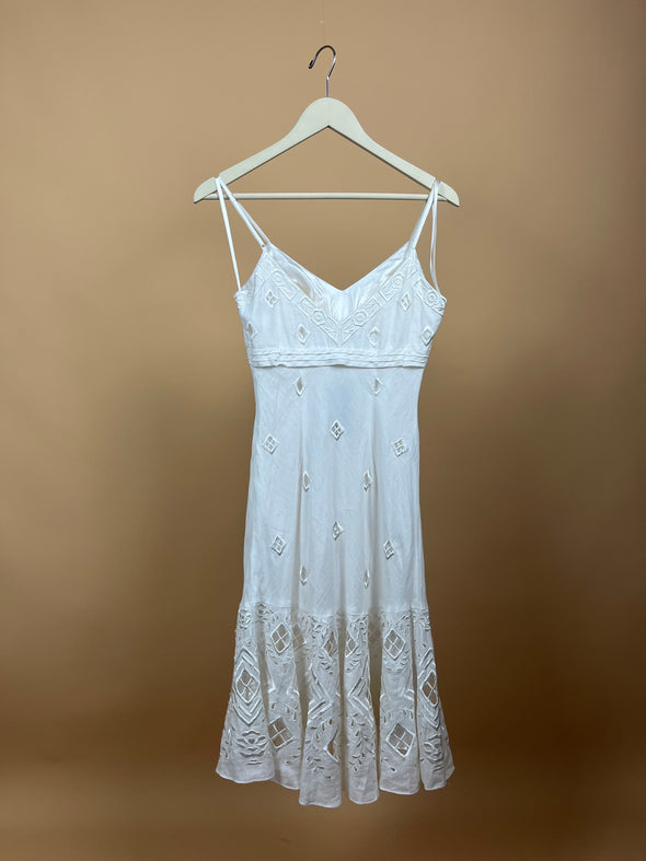 1990's Embroidered Pure Linen Dress