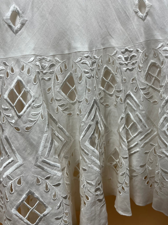 1990's Embroidered Pure Linen Dress