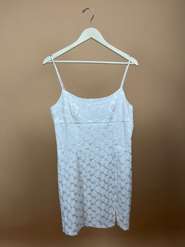 1990's White Daisy Mini Dress
