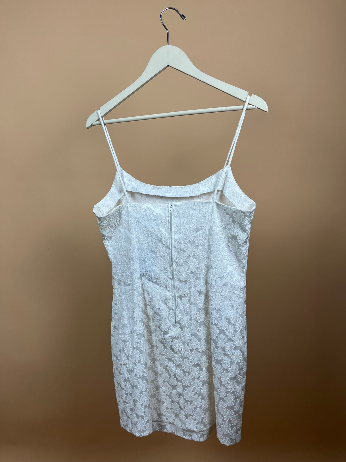 1990s White Daisy Mini Dress - 12