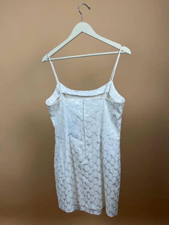 1990's White Daisy Mini Dress