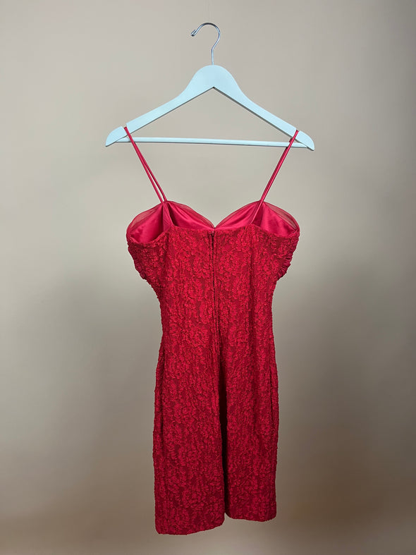 1980's 'RANDM NIGHTS' Red Lace Mini Dress