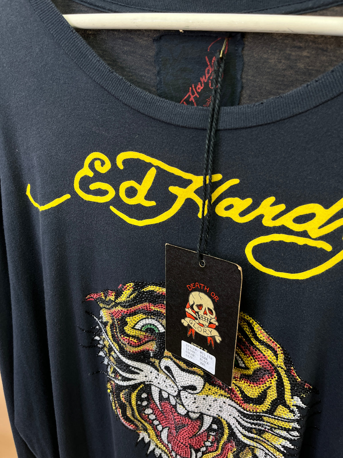 Y2K Ed Hardy diamanté lion long sleeve t-shirt, BNWT, made in USA, size XL — Arkive Vintage