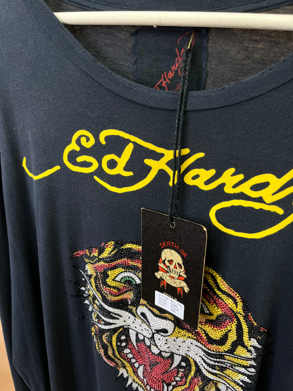 Y2K BNWT 'Ed Hardy' Diamanté Lion T-Shirt